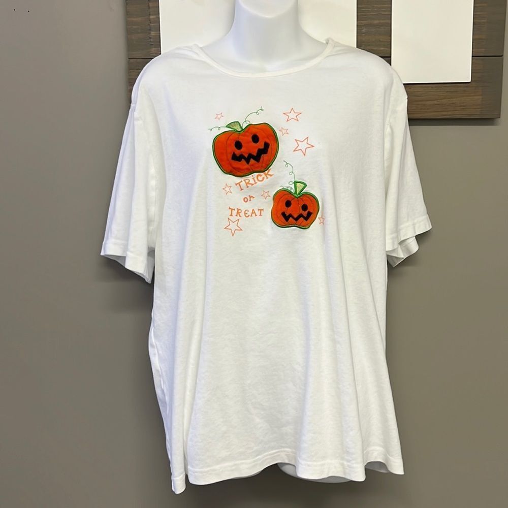 Holiday Editions Halloween Trick Or Trick Jack o’ Lanterns White T-shirt- 2X